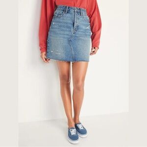 Old Navy Higher High-Waisted Button-Fly O.G. Straight Mini Jean Skirt Size 12